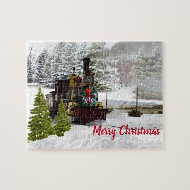 Locomotive à vapeur Puzzle de Noël (Horizontal)