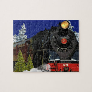 Locomotive à vapeur/ Train en hiver Puzzle