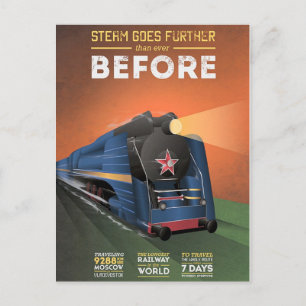 Locomotive à vapeur vintage à Moscou carte postale