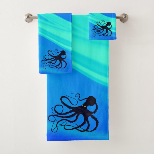 L'octo de Sybille sur Blue Green - Serviettes de b (En situation)
