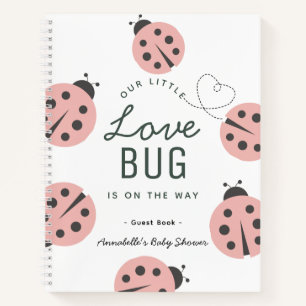 Log Bug rose Ladybug Baby shower livre d'invité
