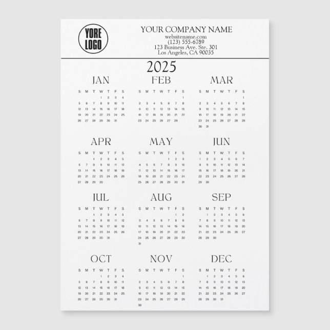 Logo 2025 Calendrier Entreprise Texte | Tout arriè (Devant)