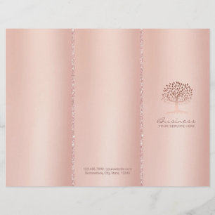 Logo Arbre Rose Gold Tri-Fold Spa Salon Bruchures