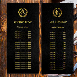 Logo barber shop or noir service menu