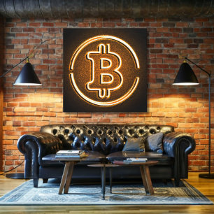 LOGO BITCOIN sur toile déco de bureau cryptographi