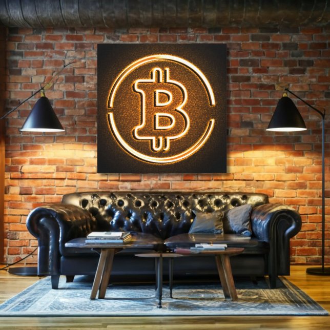 LOGO BITCOIN sur toile déco de bureau cryptographi (Créateur téléchargé)