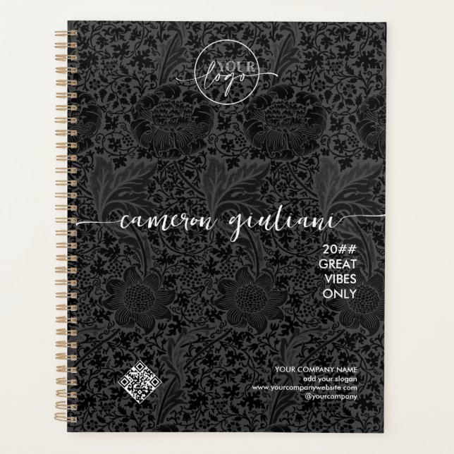 Logo Black Floral Nom Entreprise QR CODE Entrepris (Devant)