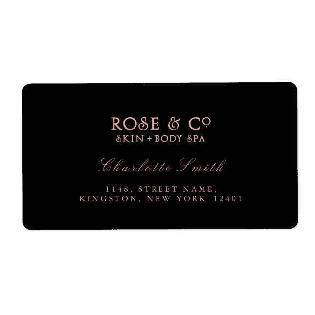 Logo Black Rose Gold Retourner l'adresse Étiquette (Devant)