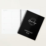 Logo Black White Business Livre de rendez-vous per<br><div class="desc">Restez organisés et montrez votre marque. Ce carnet noir avec texte blanc et logo est fait pour vos Rendez-vous. Utilisez-le pour votre entreprise et donnez-le à vos clients comme cadeau pour leur soutien. Design simple et moderne avec votre site Web à l'arrière.</div>
