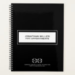 Logo Black White Business Planner<br><div class="desc">Arrière - plan noir et texte blanc. Personnalisez et ajoutez votre logo, votre nom et une année de titre. Votre logo à la fois sur l'avant et sur l'arrière avec espace pour plus d'informations ci-dessous.</div>