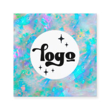 logo bleu opal carré carte de visite