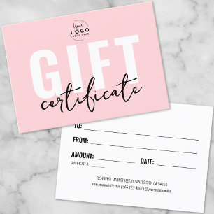 Logo Blush Pink Business Cadeau Certificat