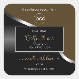 Logo Brown Black Wavy Silver Étiquettes de produit