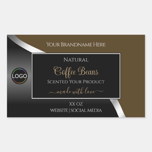 Logo Brown Black Wavy Silver Étiquettes de produit (Devant)