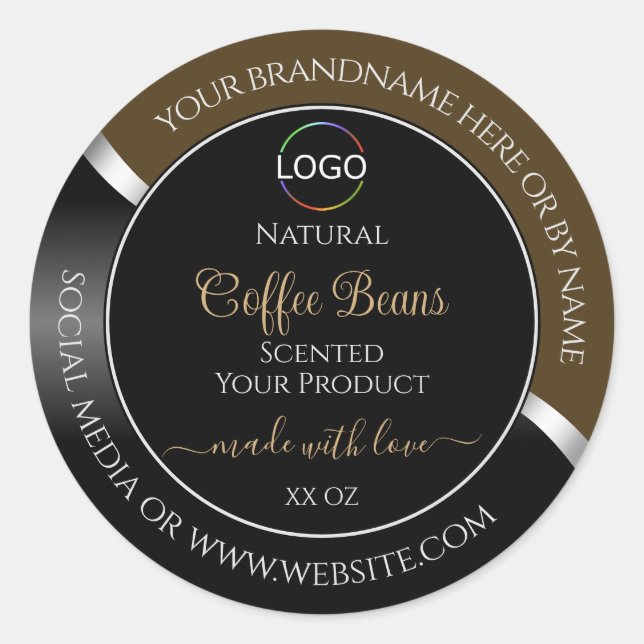 Logo Brown Black Wavy Silver Étiquettes de produit (Devant)