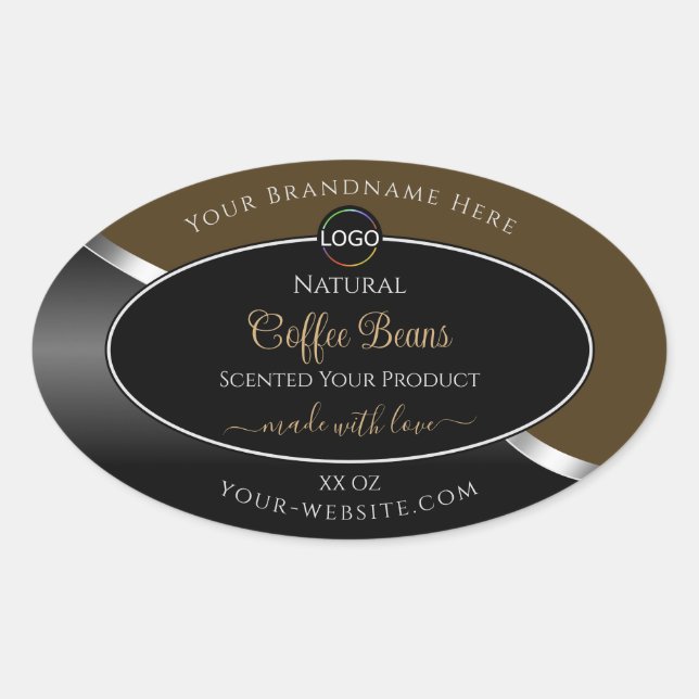 Logo Brown Black Wavy Silver Étiquettes de produit (Devant)