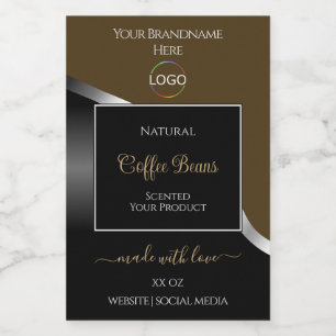 Logo Brown Black Wavy Silver Étiquettes de produit