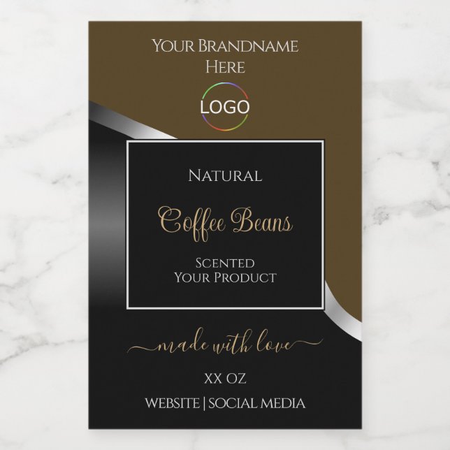Logo Brown Black Wavy Silver Étiquettes de produit (Étiquettes simples)