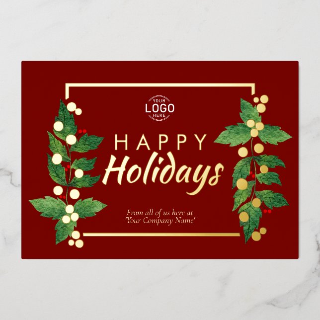 Logo Business Happy Holidays Carte Or Bourgogne (Recto)