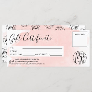 Logo cadeau minimaliste en aquarelle rose