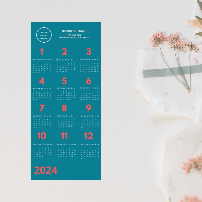 Logo Calendrier 2024 Bleu et Coral rose (Créateur téléchargé)