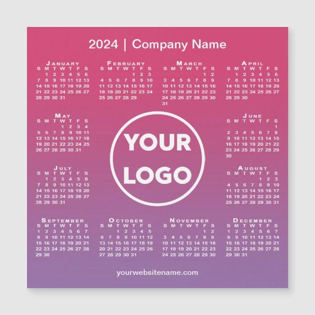Logo Calendrier 2024 Pink Purple Gradient Magnet (Devant)