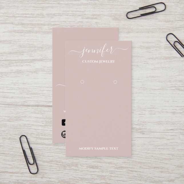 Logo Carte bijouterie artisanale Rose fumé (Devant/Arrière en situation)