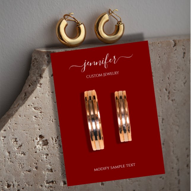 Logo Carte bijoux artisanale Minimalisme Bourgogne (Logo Handmade Jewelry Card Minimalism Burgundy)