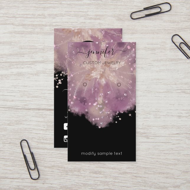 Logo Carte Bijoux Personnalisée Social Confetti Fl (Devant/Arrière en situation)