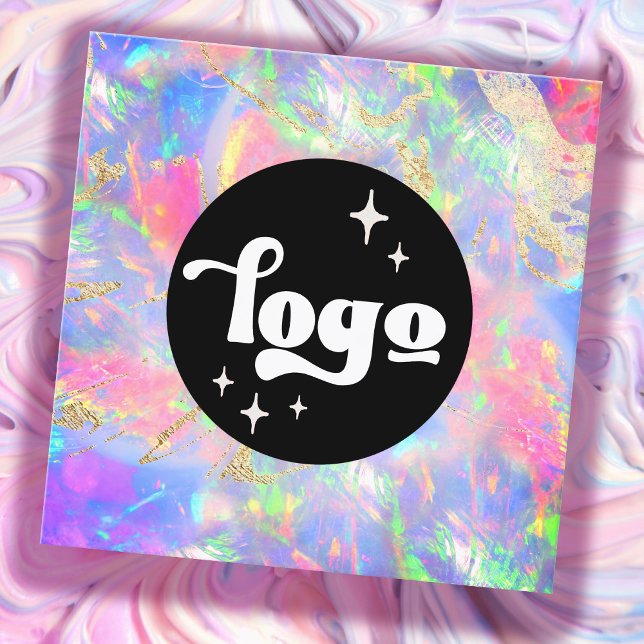 logo carte de visite carré néon opal (Créateur téléchargé)