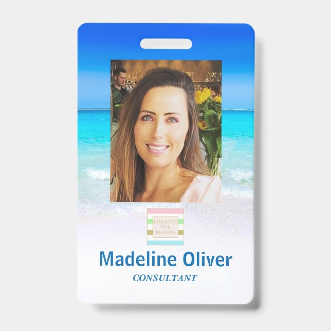 Logo Carte d'identité Océan Plage Badge Lanière (Avant)