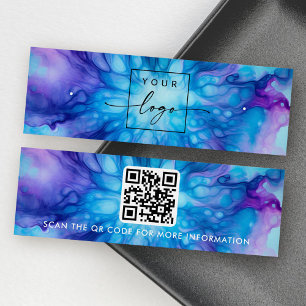 Logo code QR bleu violet clou d'oreille carte d'af