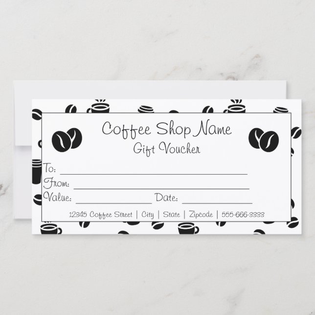 Logo Coffee Shop Motif Business Cadeau Certificat (Dos)