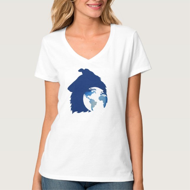 Logo ColliesWithoutBorders sur un t-shirt col V (Devant)