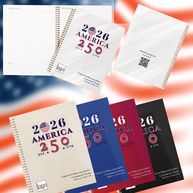 Logo commémoratif rouge America 250 et code QR 202 (AMERICA 250 - Celebrate 250 Years of American History w/Customizable Patriotic Office keepsake Gifts)