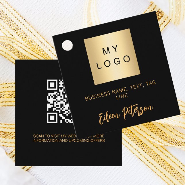 Logo commercial de nom d'or noir Code QR étiquette (Créateur téléchargé)