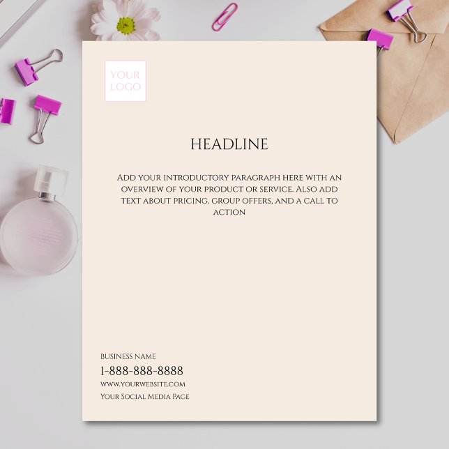 Logo Crème Minimale Flyer Marketing Professionnel (Créateur téléchargé)