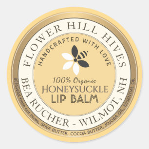 Logo d'abeilles et de fleurs Étiquette de baume à 