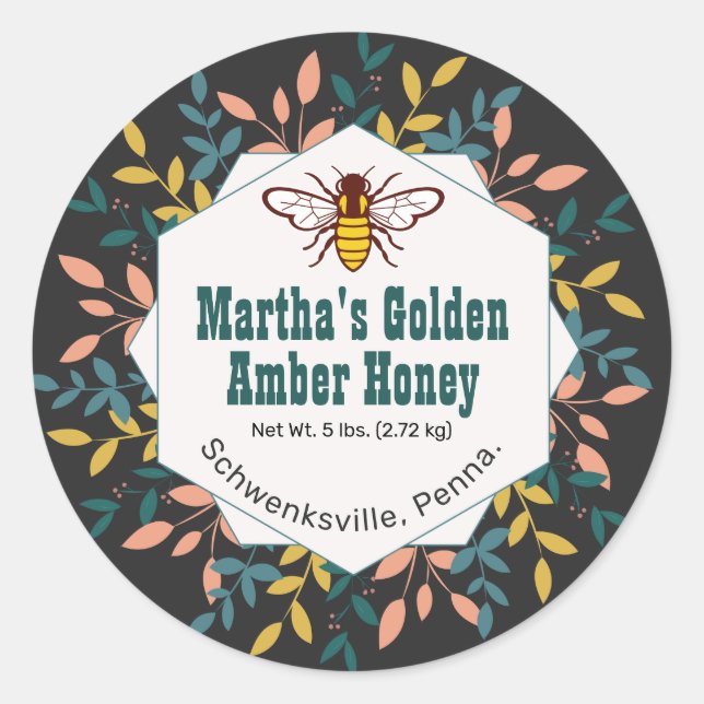 Logo d'abeilles miel Wreath Black Honey Stickers (Devant)