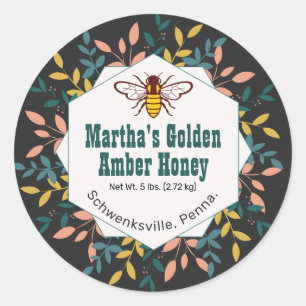 Logo d'abeilles miel Wreath Black Honey Stickers