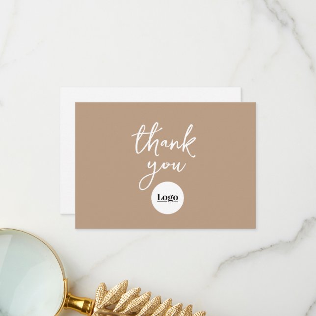 Logo d'affaires Light Mocha Carte de remerciements (Devant/Arrière en situation)