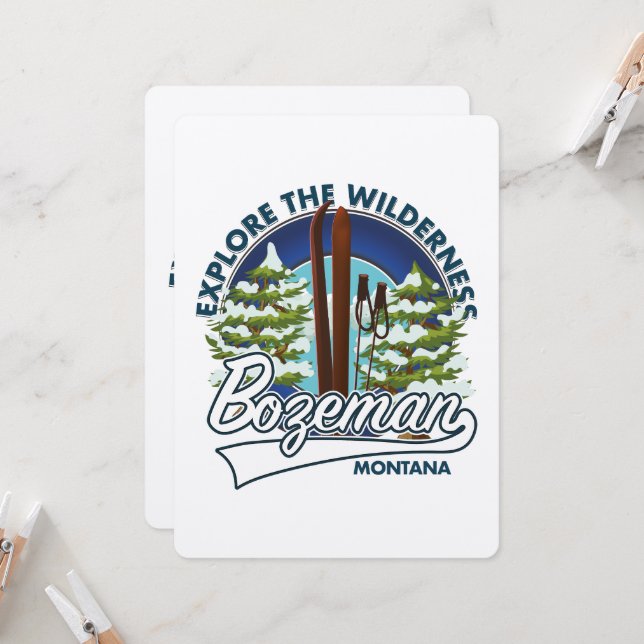 logo d'affiche de ski Bozeman Montana (Devant/Arrière en situation)
