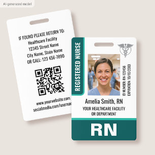 Logo de badge d'infirmière ID photo RN employée mo
