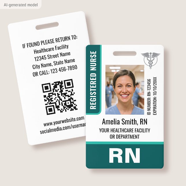 Logo de badge d'infirmière ID photo RN employée mo (Créateur téléchargé)