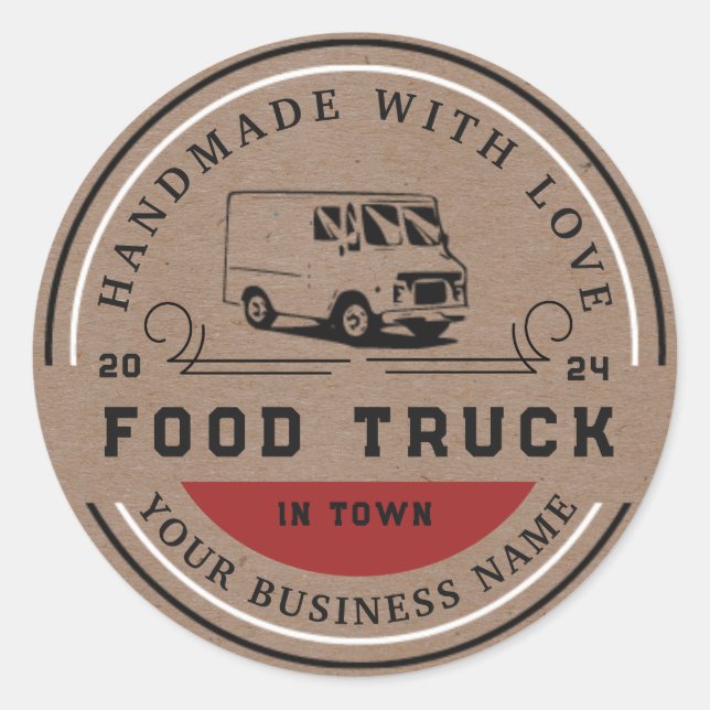 Logo de camion alimentaire papier kraft étiquette (Devant)