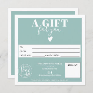 Logo de certificat cadeau carré moderne bleu d'hiv