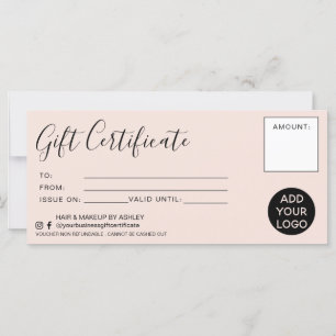 Logo de certificat cadeau simple rose vif moderne