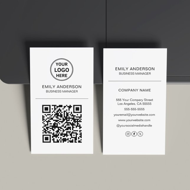 Logo de code QR personnalisé Carte de visite minim (Custom QR Code Logo Minimal Business Card)
