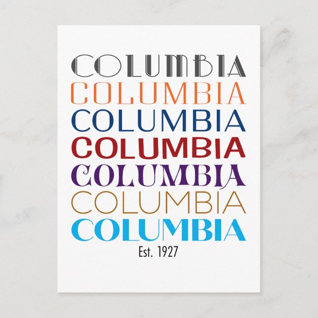 Logo de Columbia, Carte postale de vacances des dé (Devant)