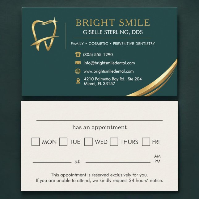 Logo de dentiste moderne Carte de rendez-vous dent (Créateur téléchargé)